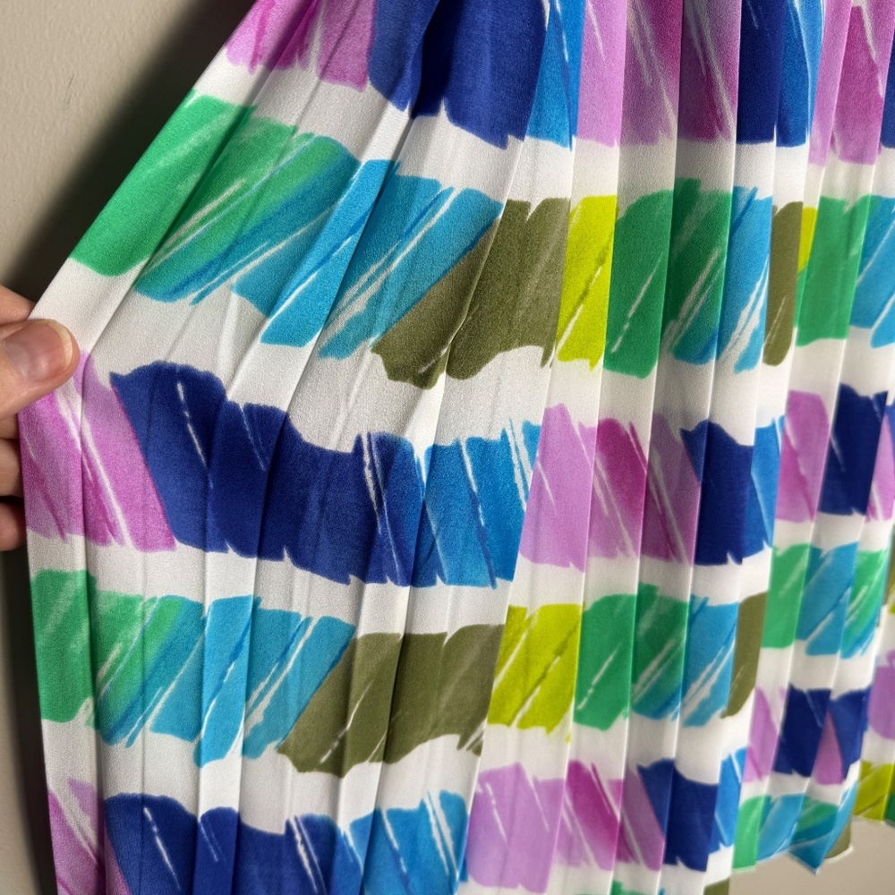 Lord & Taylor 424 Fifth Women's 8 Accordion Pleated Rainbow Skirt Festival Artsy - Picture 2 of 14